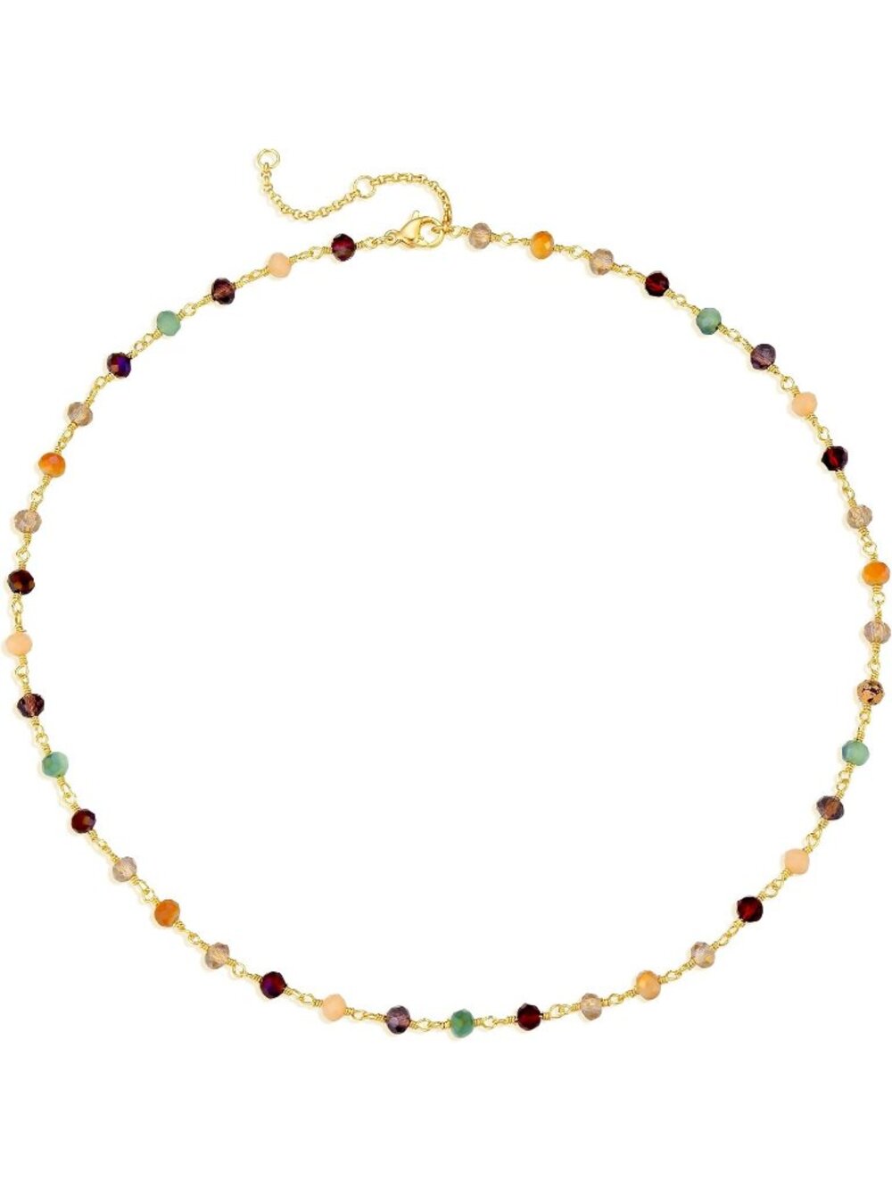 Women's Mixed Color Beads 14k Gold Plated Beaded Pearl Choker Jewelry Necklace